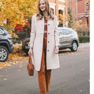 J. Crew Brown Lady day Coat with Blue Lining